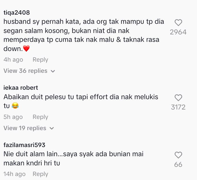 wanita terkejut terima dua keping duit rm20 dilukis tangan masa salam kaut