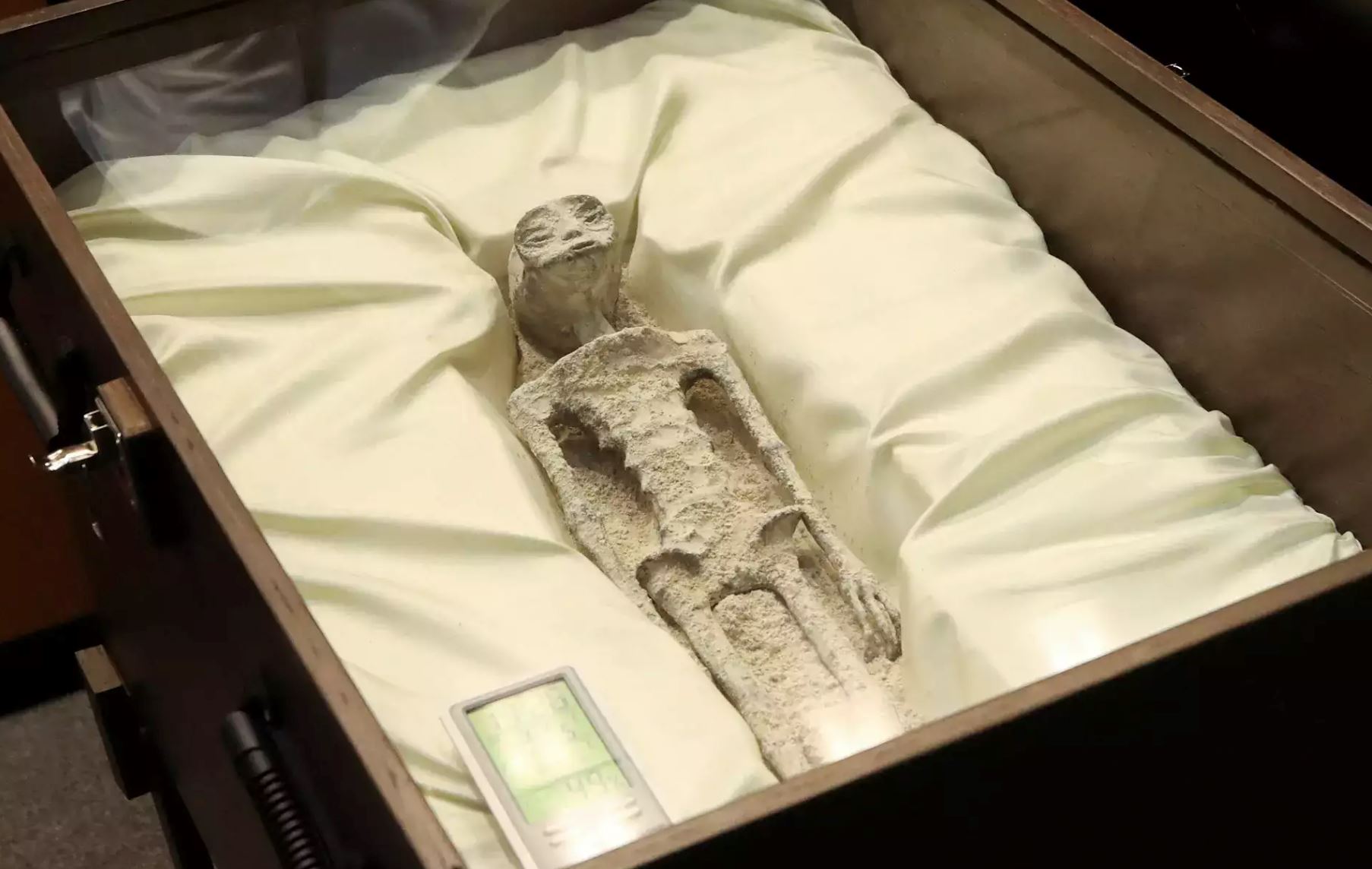 dua ‘mayat’ makhluk asing pertama kali dipamerkan pada umum