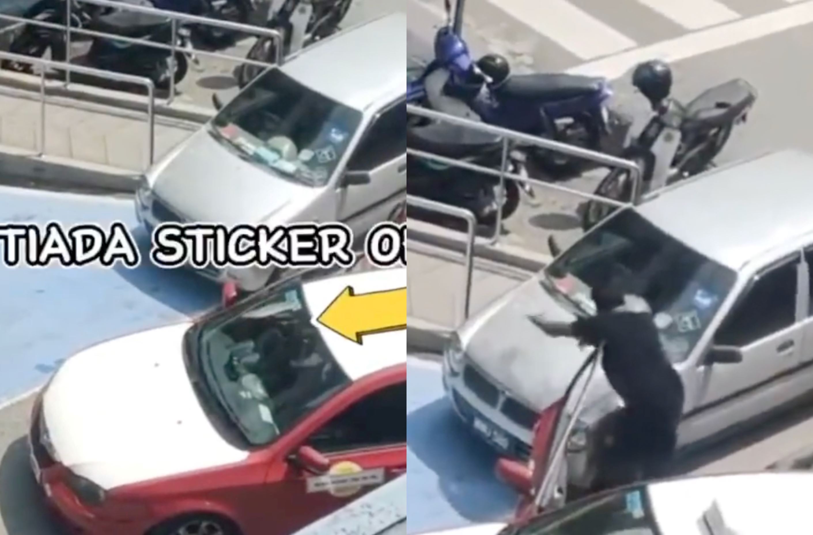 taxi driver illegally parks in oku spot and damages wiper of oku vehicle