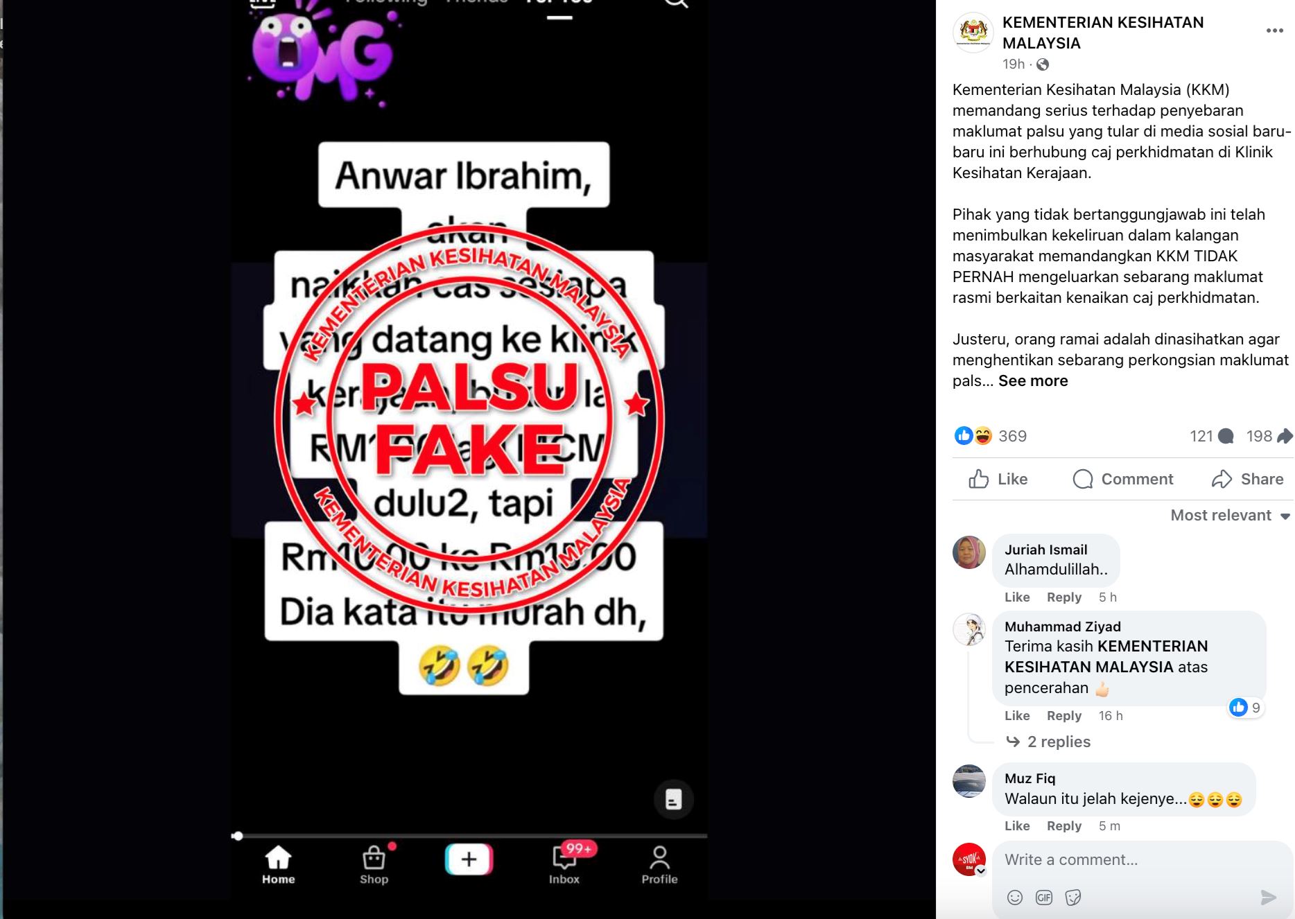 kkm nafi dakwaan tular konon caj klinik kesihatan naik harga