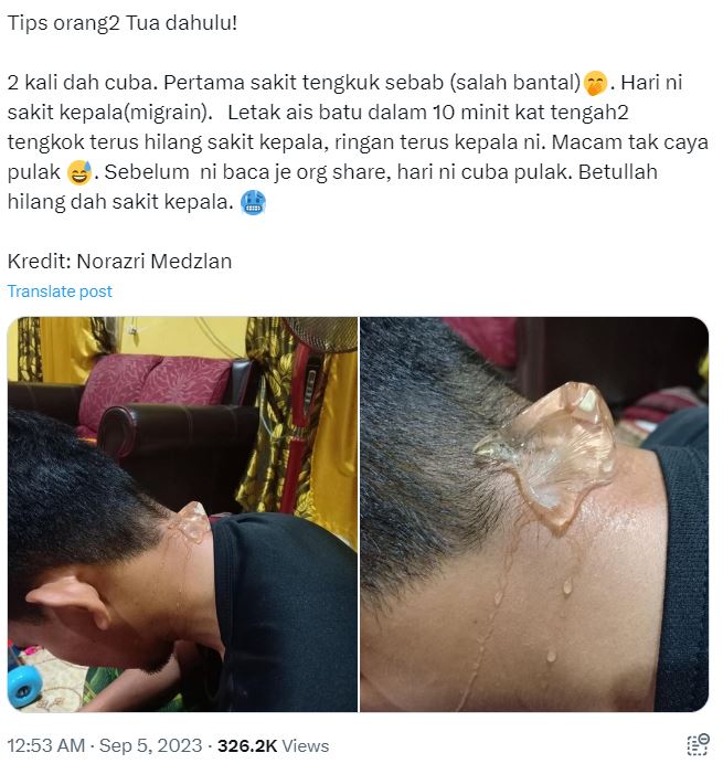 letas ais belakang leher boleh rawat migrain? “macam tak percaya betul jadi..”