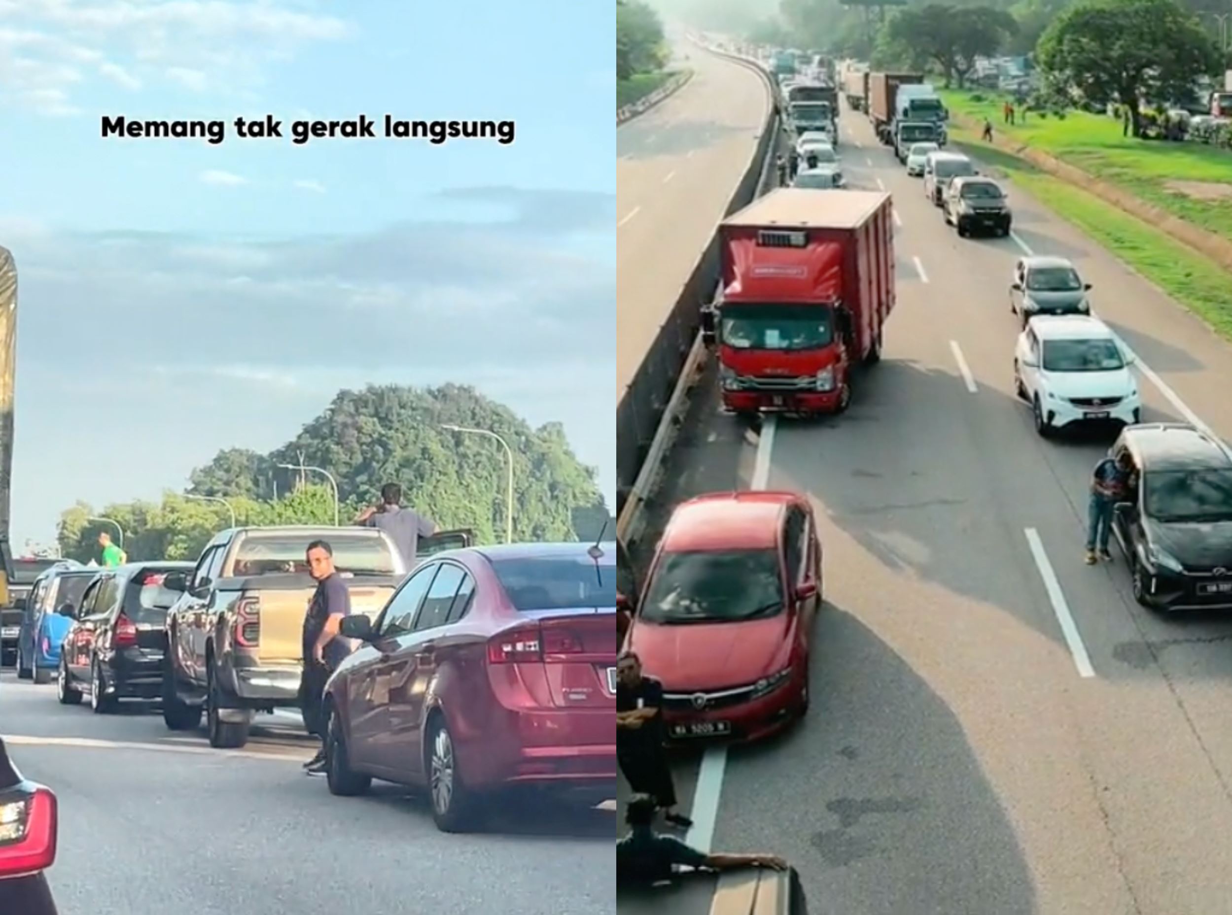 malaysian takes aesthetic footage with drone of standstill traffic, netizens amused!