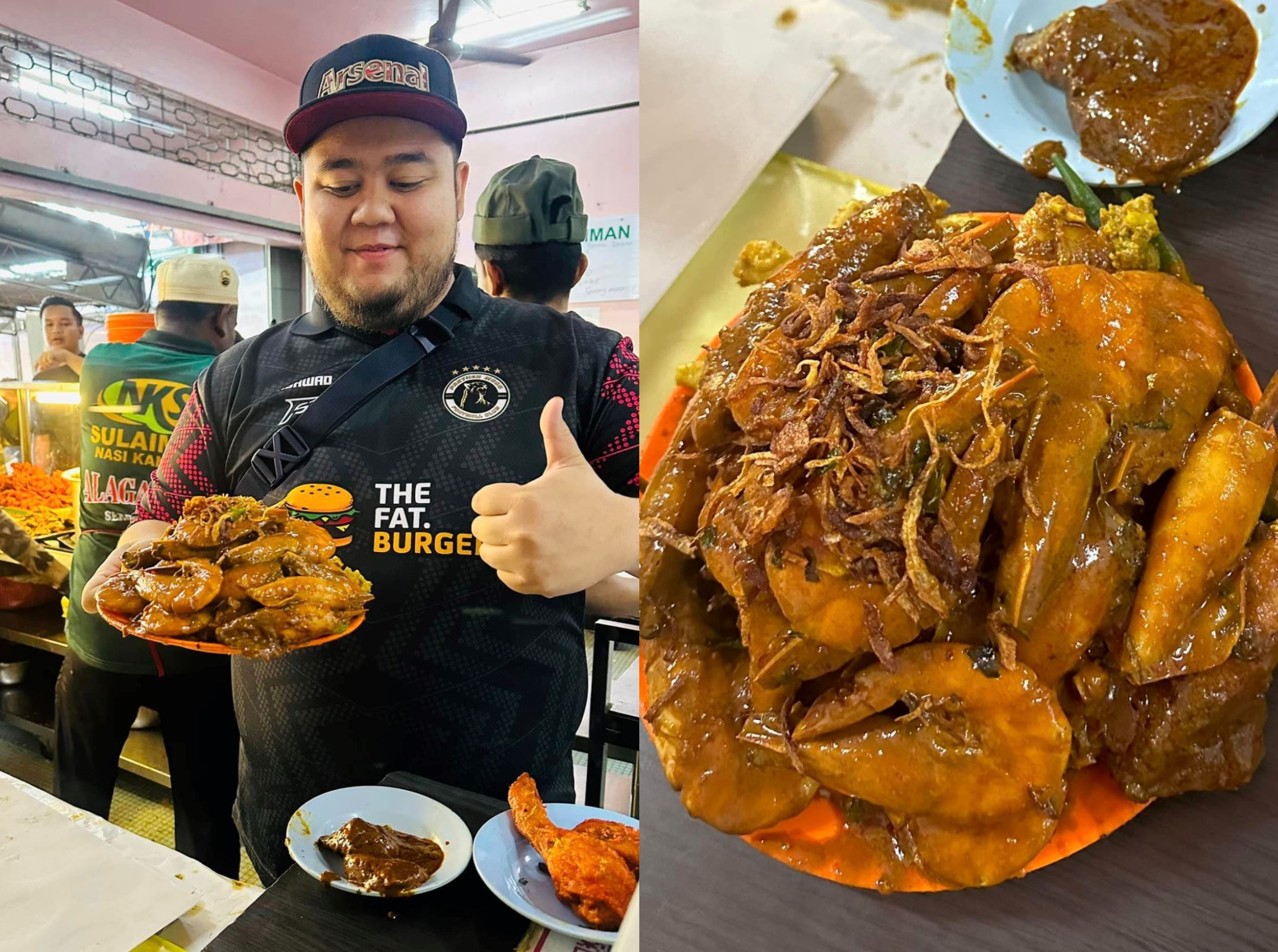 tiktoker breaks nasi kandar sulaiman record, spends rm222 for a plate of nasi kandar!