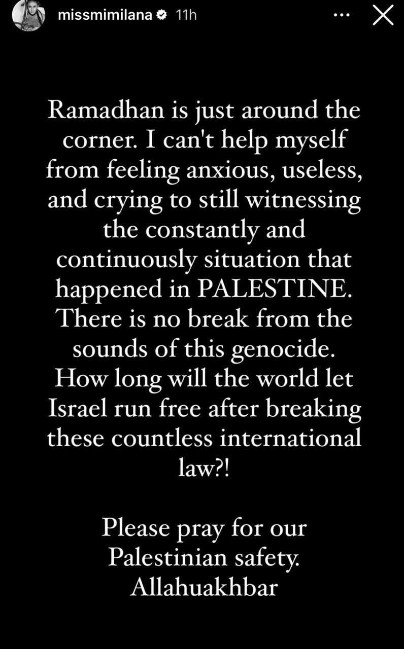 bulan ramadan makin hampir, mimi lana resah fikir keadaan di palestin