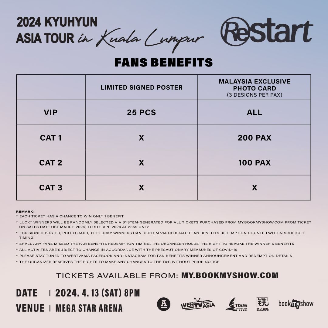 sj圭贤4月13日首次以个人身份来马开唱❗门票将于3月1日正式开卖?