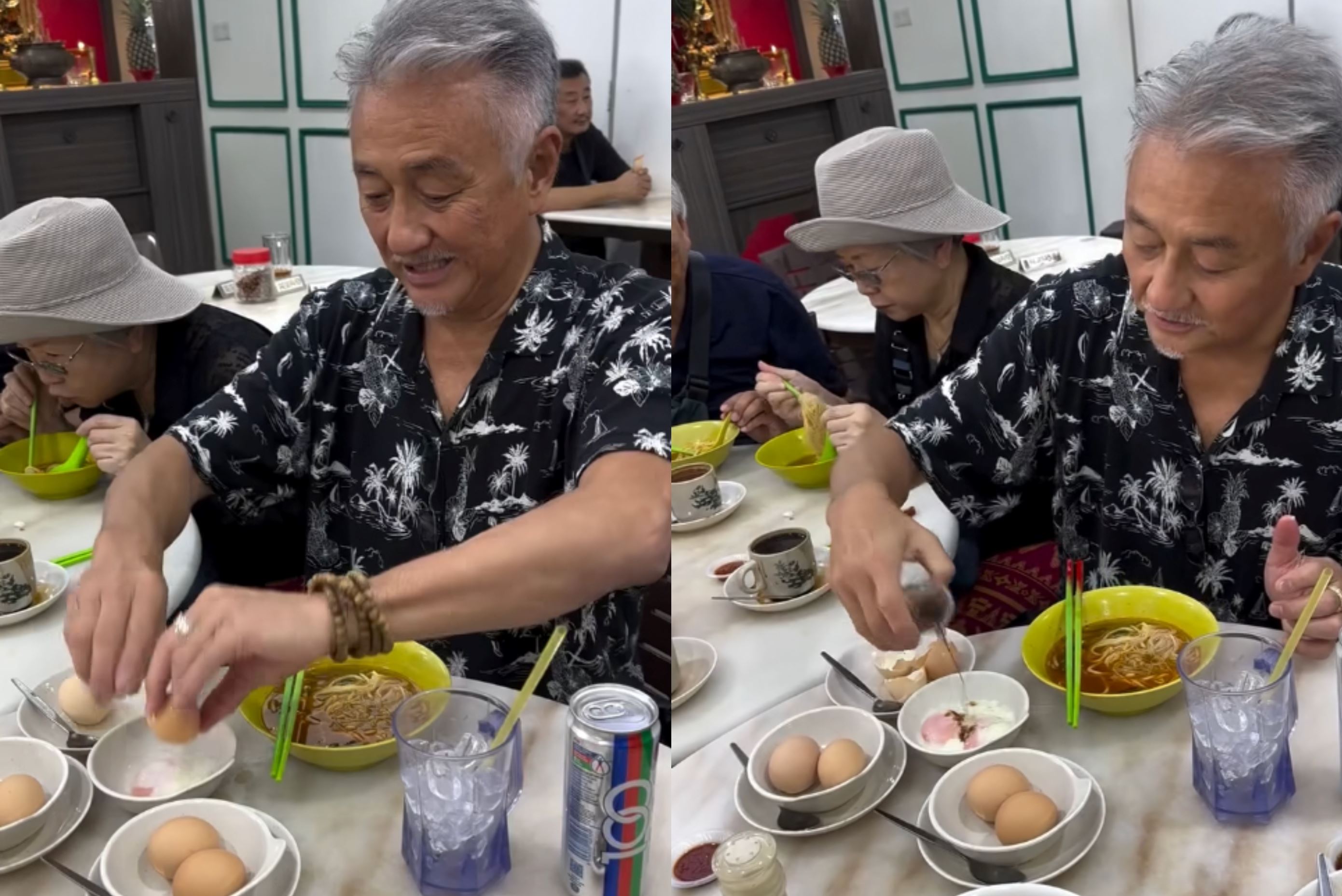 veteran hong kong actor shows correct way to eat malaysian soft-boiled eggs to his hongkongese friends!