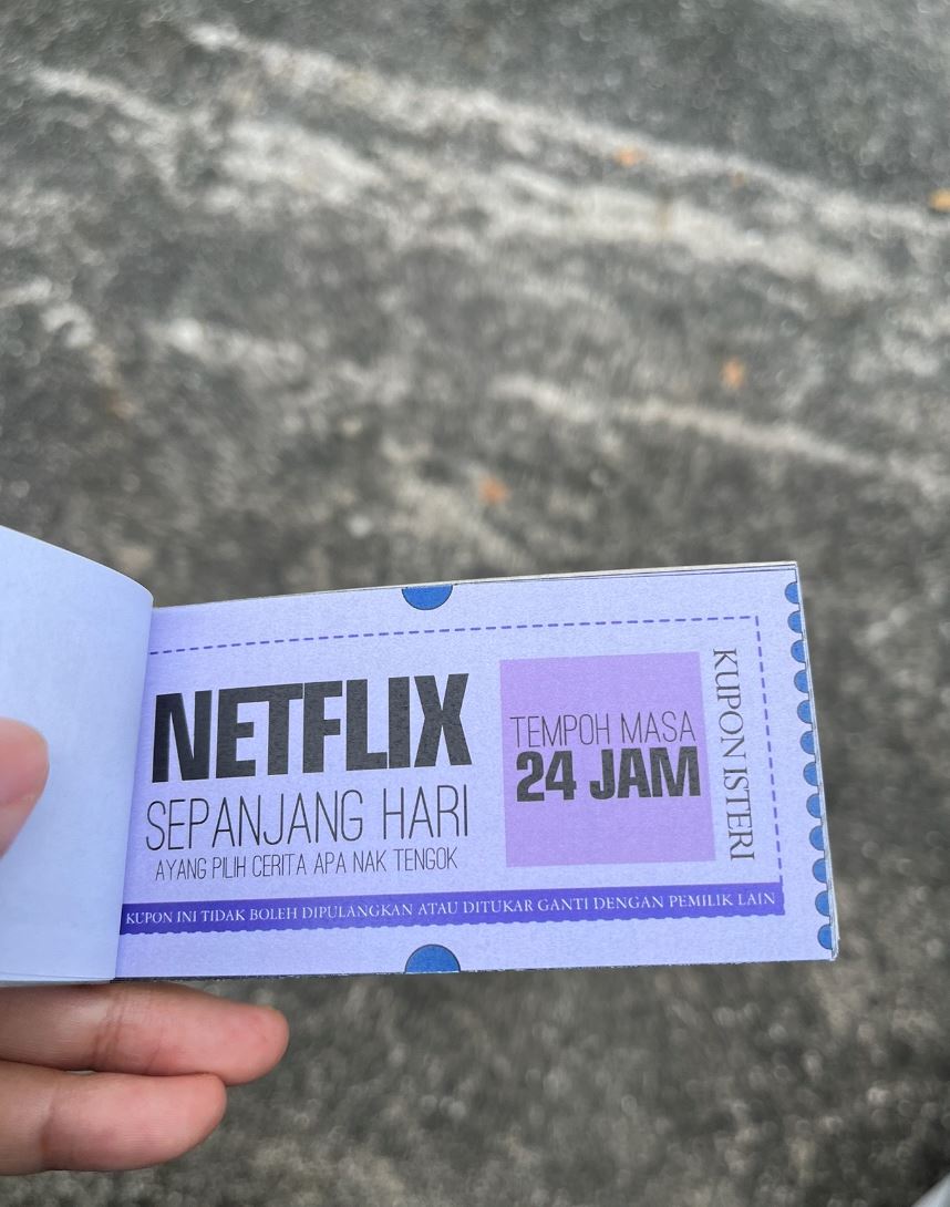 m’sian husband crafts birthday vouchers for his wife, creating a heartwarming and hilarious gesture