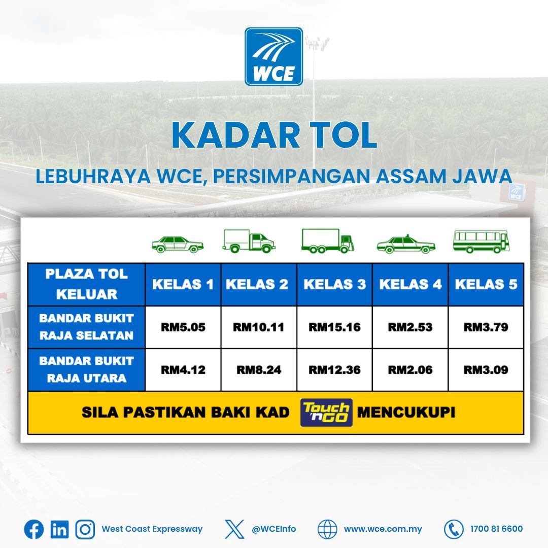 lepas 42 hari beroperasi percuma, highway wce mula kenakan tol di plaza tol assam jawa