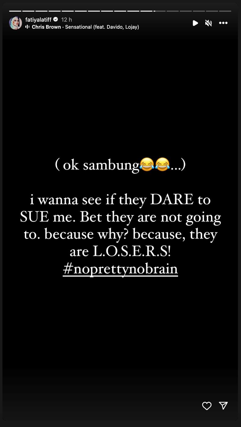 isu sindir zahirah, fatiya latif anggap pendapatnya bersifat peribadi [video]