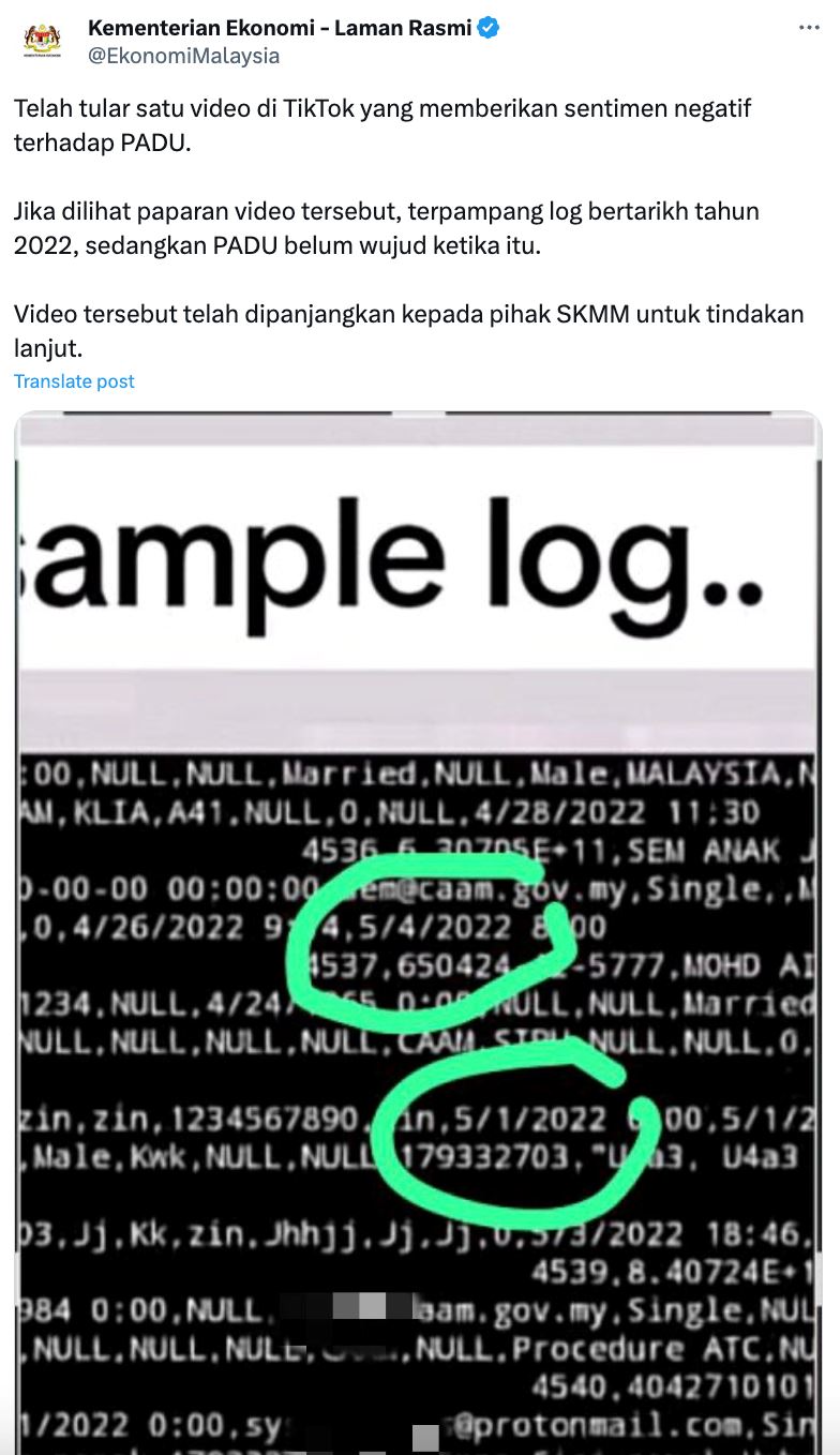 lebih sejuta dah daftar padu, video tular konon data bocor adalah palsu