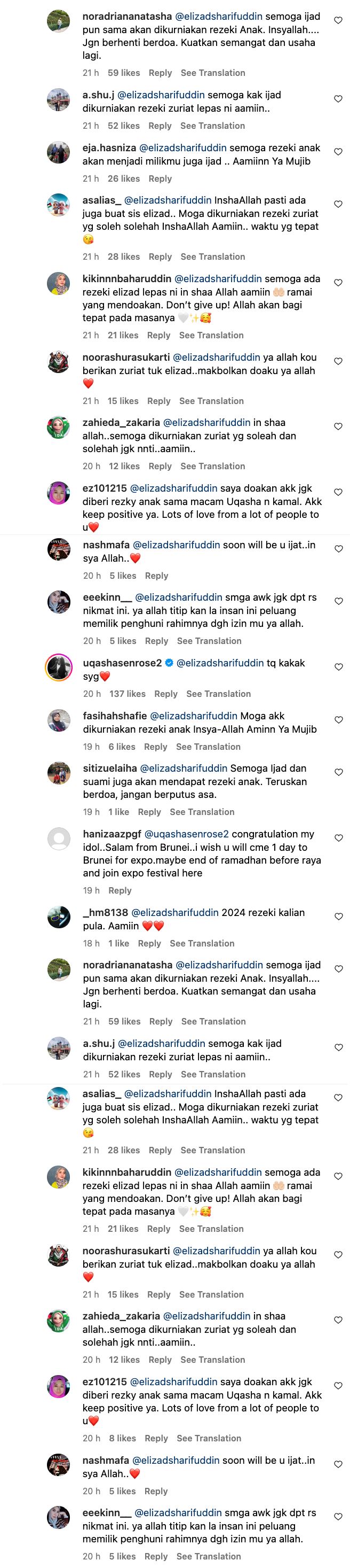 ucap tahniah pada kehamilan uqasha, warganet sepakat doa buat elizad