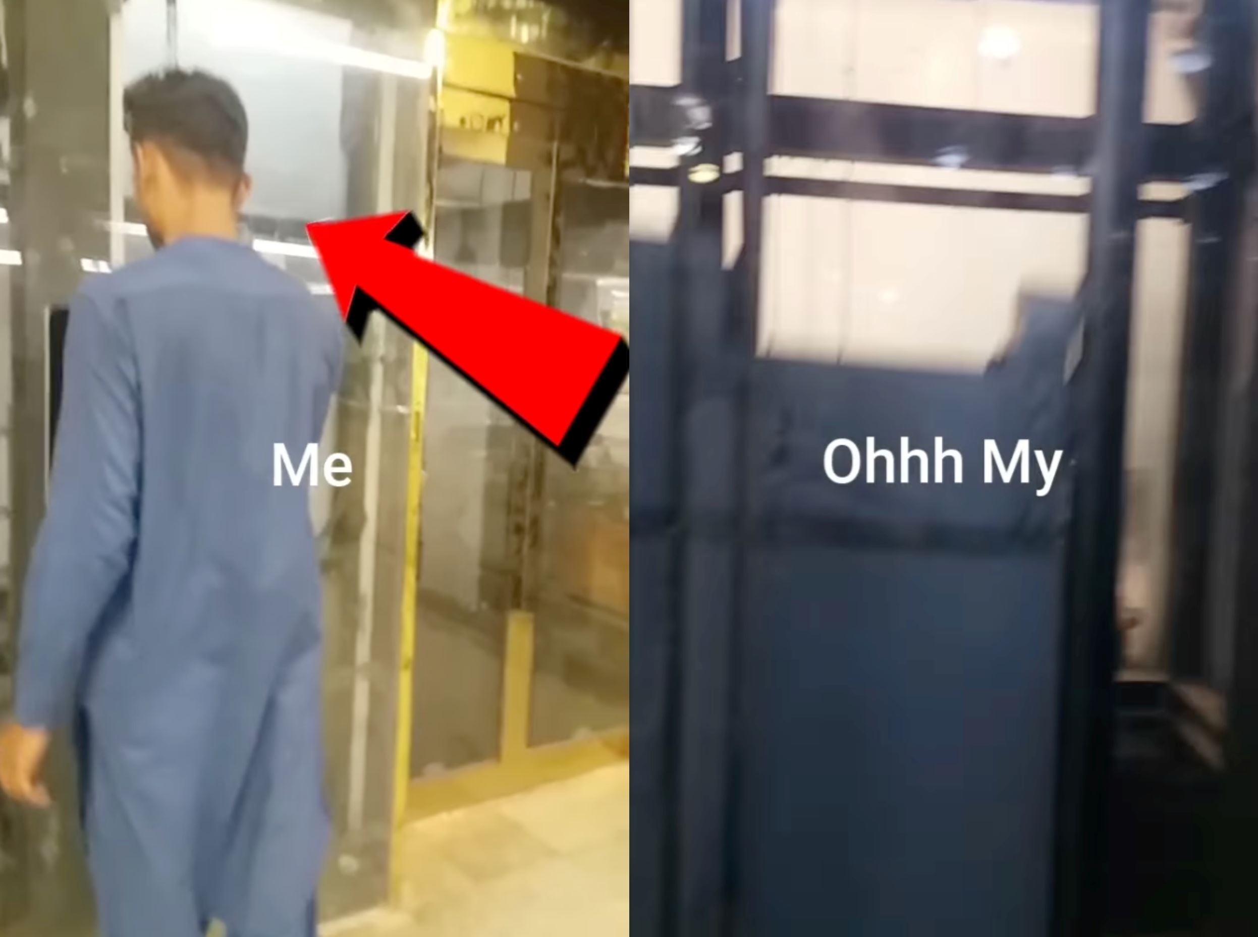 man rides elevator for the first time ever and captures heartwarming moment on camera
