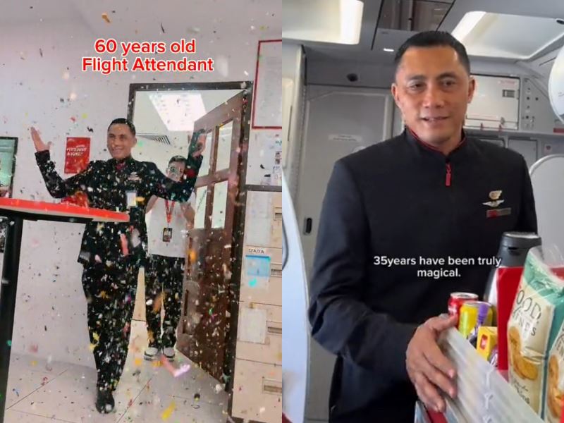 he's 60?! cabin crew celebrates retirement, amazes malaysians with his youthful look!