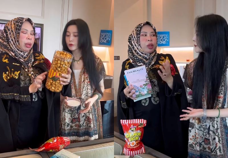 unexpected friendship! dato' seri vida hangs out with fan bingbing while enjoying some popcorn