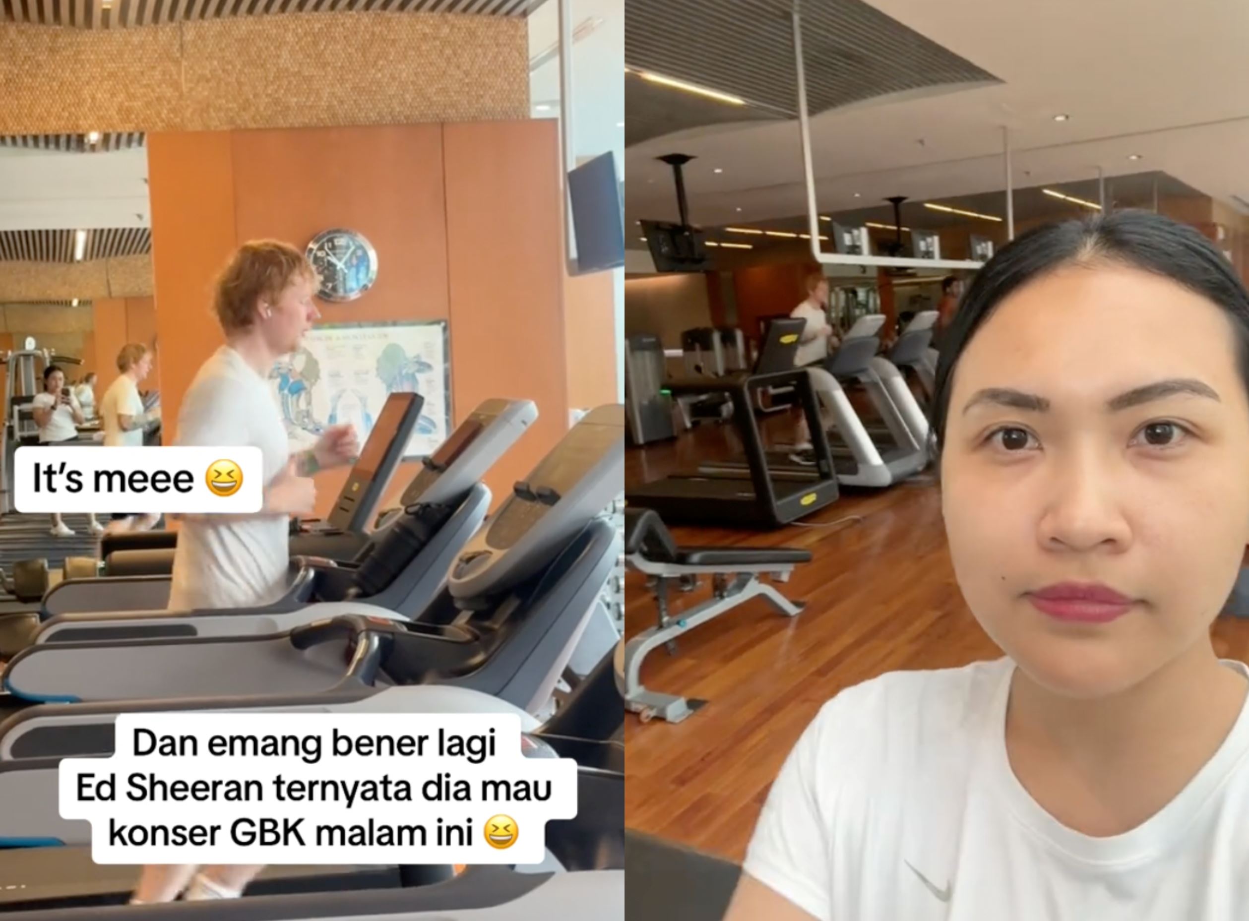 indonesian woman bumps into ed sheeran at gym in jakarta, exciting his fans!