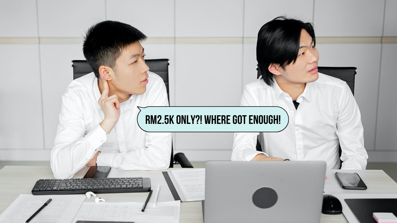 Two Asian working men unhappy with low salary