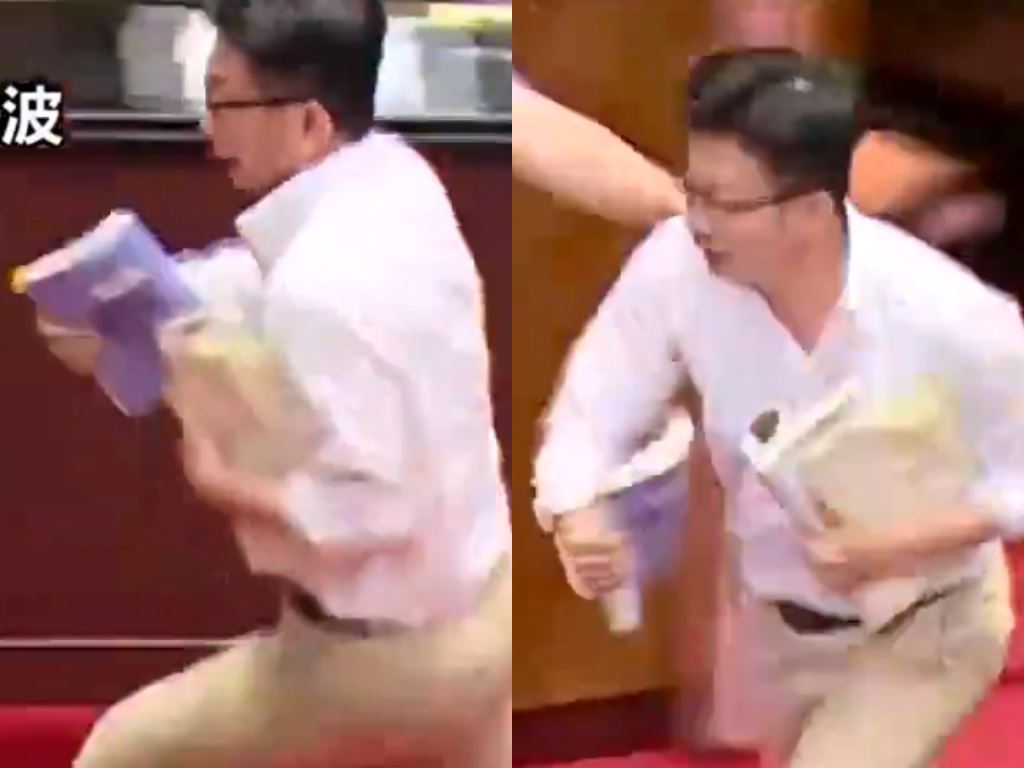 taiwanese parliament member running away with bill to prevent it from being passed goes viral, netizens amused!