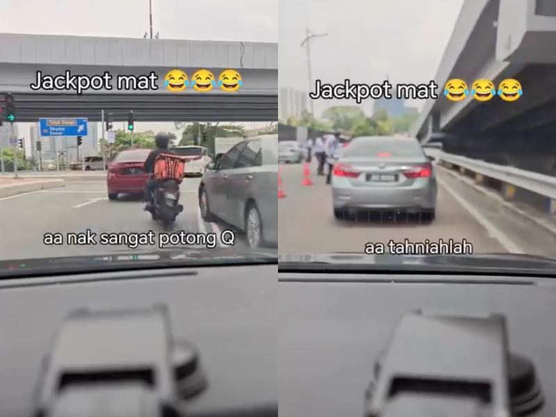 johor drivers caught queue-jumping on camera, only to face roadblock ahead!