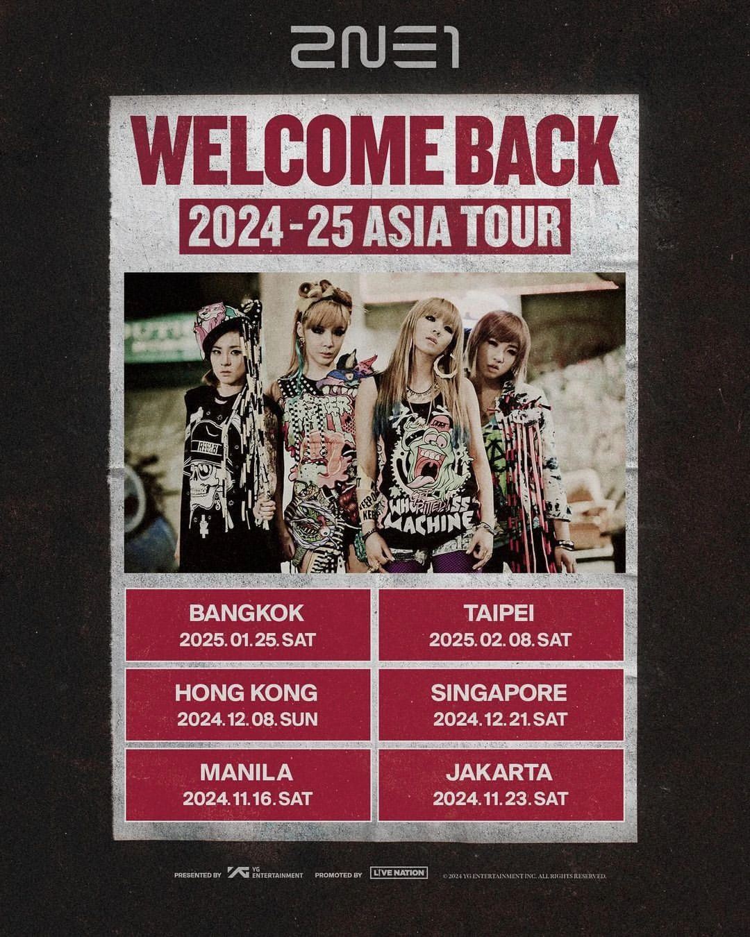 2ne1亚洲巡演官宣！无缘马来西亚站！