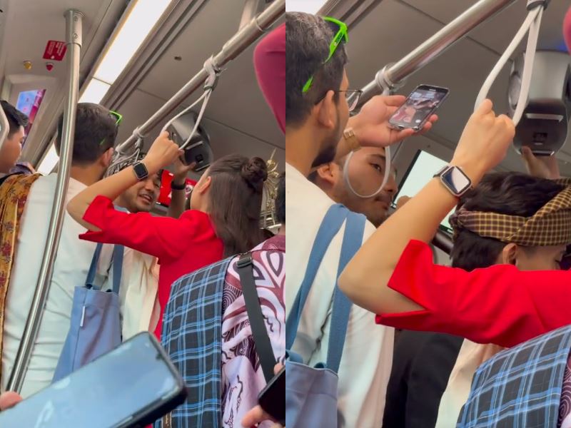 “it’s heartwarming to see malaysians united” lrt passengers sing 'balik kampung' during keretapi sarong