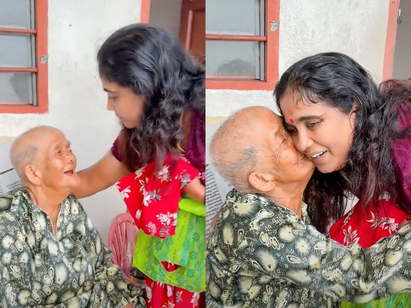 indian woman surprises elderly neighbour living alone with baju kurung and duit raya