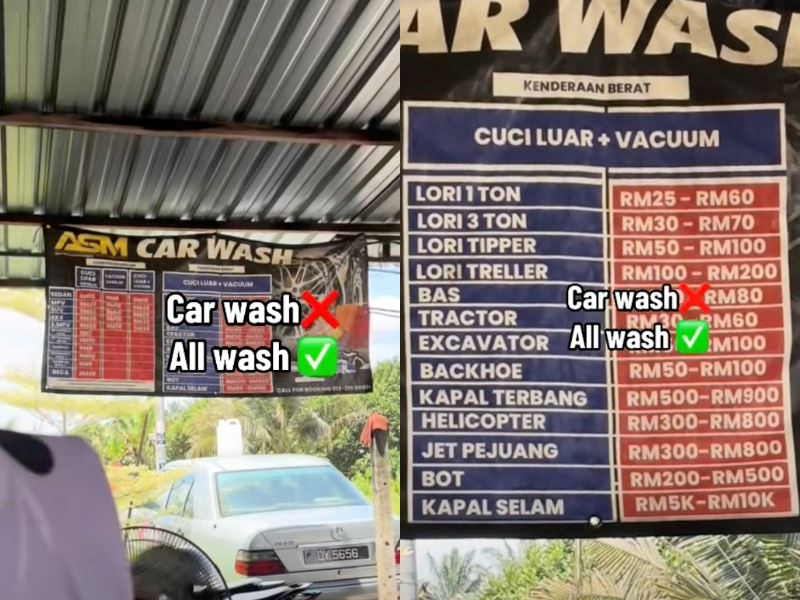 “submarine wash, anyone?” unusual price list at vehicle wash sparks reactions online