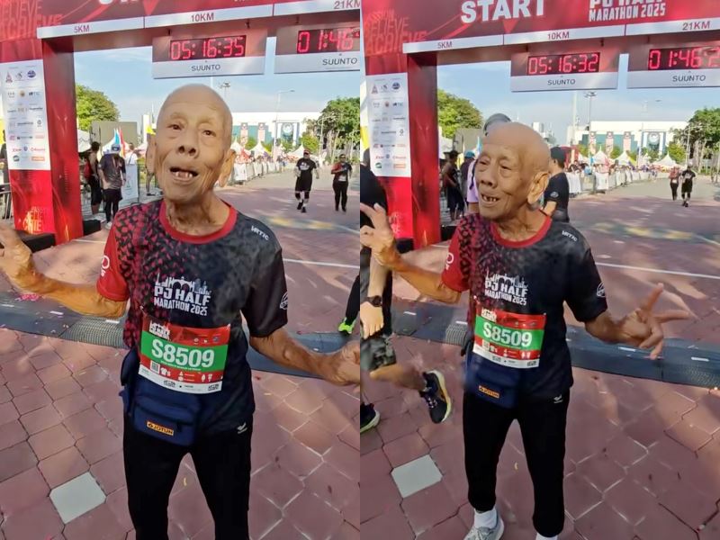 91-year-old malaysian man shows age is no limit, completes 10km race!