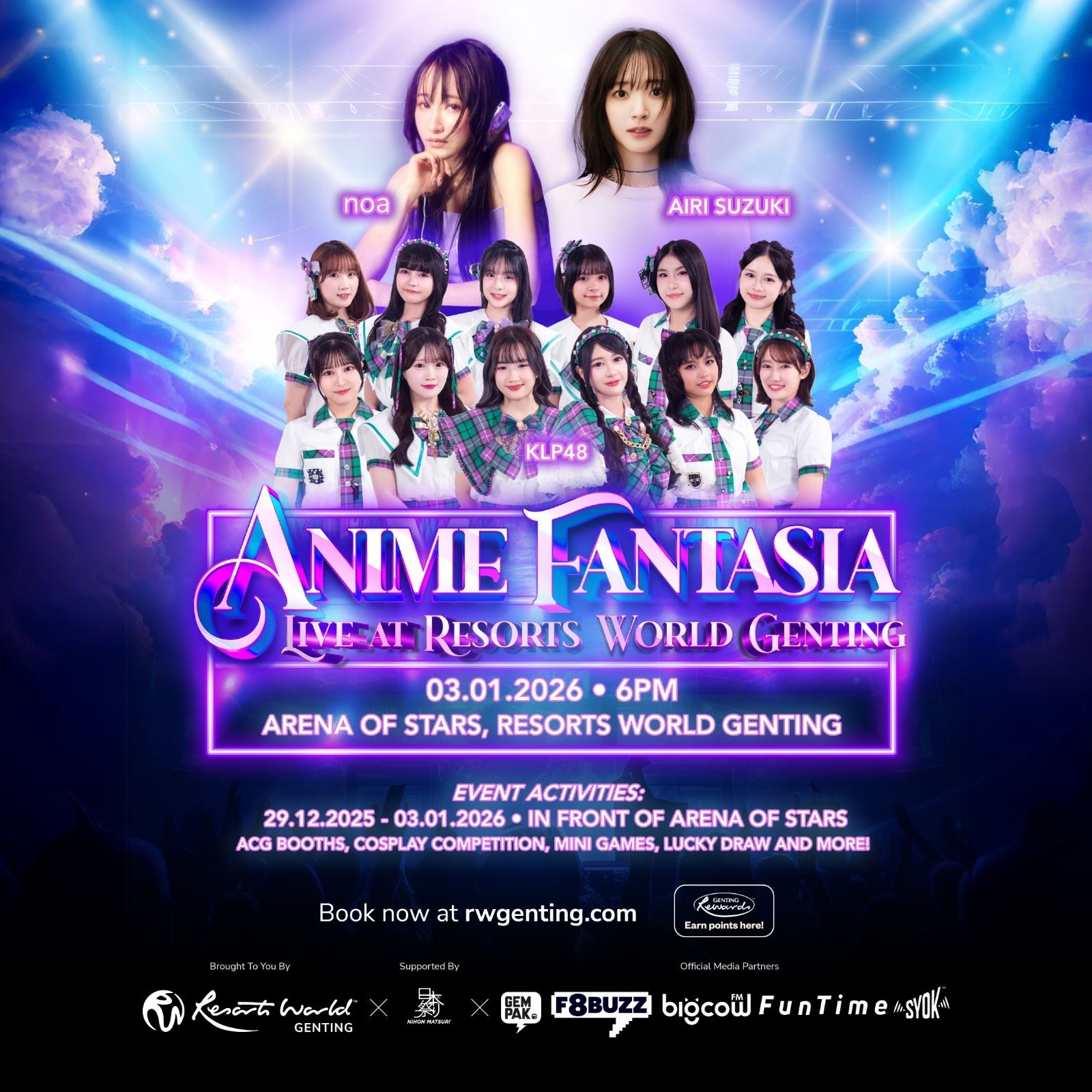 anime fantasia brings airi suzuki, noa  and klp48 to arena of stars for a high- energy j-pop celebration