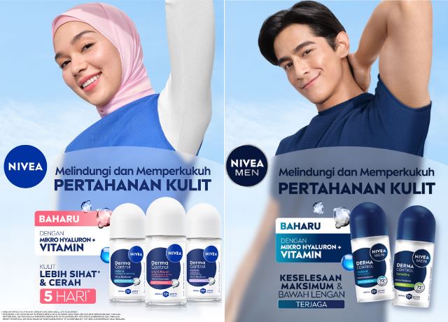 lelaki dan wanita memegang deodoran nivea