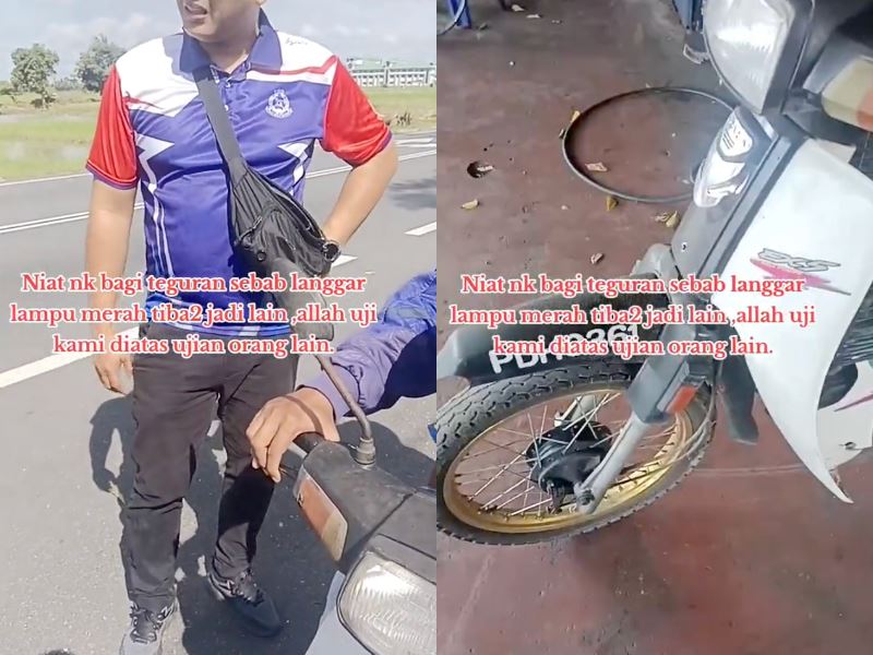 pdrm officers show kindness by paying for repairs after rider runs red light due to faulty brakes