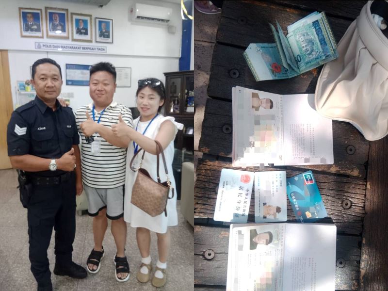 m’sian police officers commended for returning lost wallet and backpack of chinese tourist