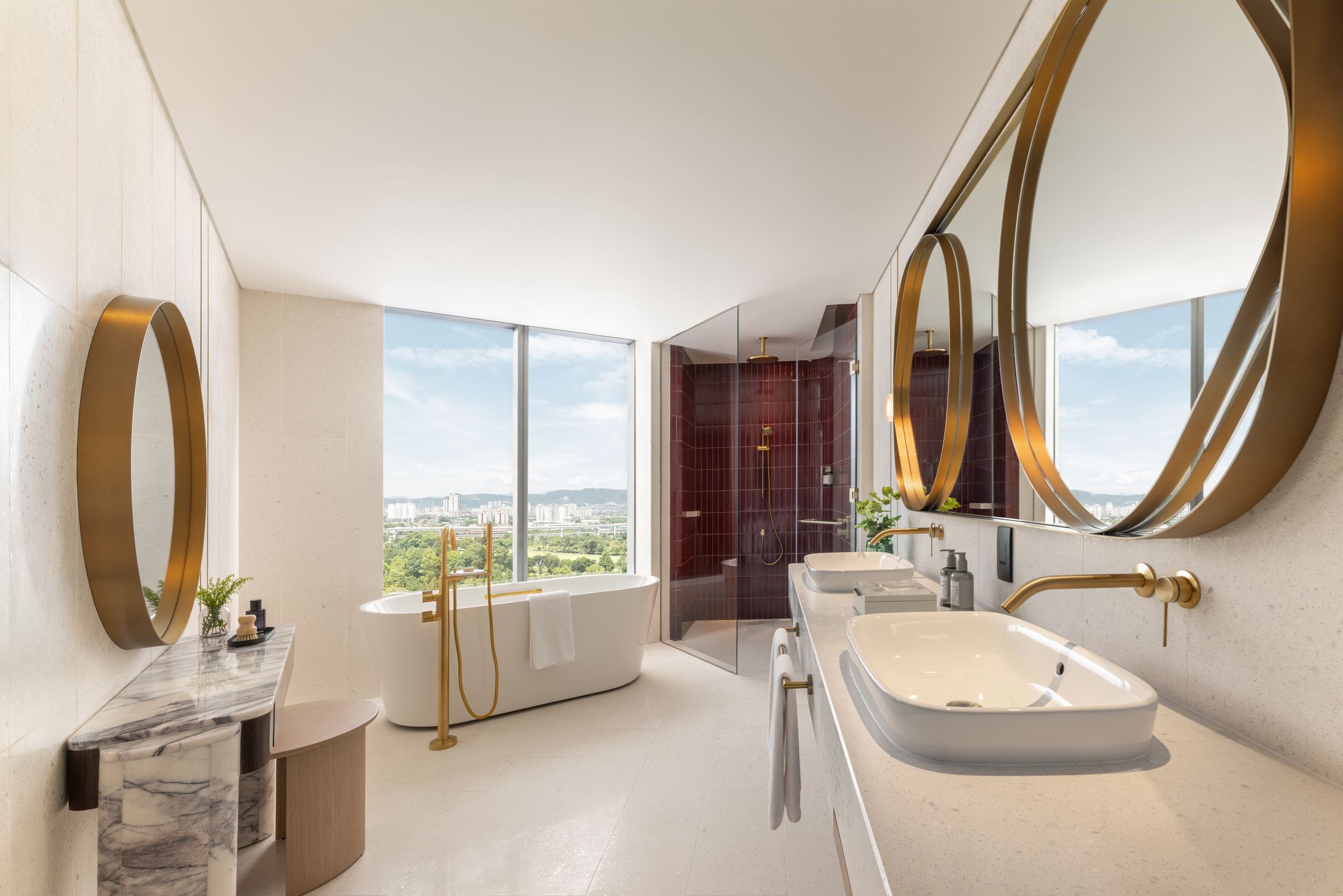 Bathroom in the studio suite of Kimpton Naluria Kuala Lumpur hotel in TRX